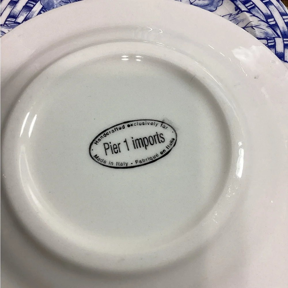 Blue and White Basket Weave with fruit 8.25” Plates set of 4 - Picture 3 of 4